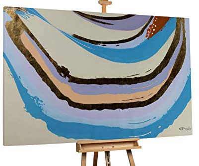 KunstLoft® XXL Gemälde 'Precious Pastels' 180x120cm | original handgemalte Bilder | Abstrakt Bogen Blau Beige | Leinwand-Bild Ölgemälde einteilig groß | Modernes Kunst Ölbild