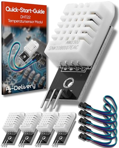 AZDelivery 5 x DHT22 AM2302 Temperatursensor und Luftfeuchtigkeitssensor mit Platine und Kabel kompatibel mit Arduino und Raspberry Pi inklusive E-Book!