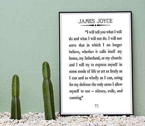 WallBuddy James Joyce Buch Seite Zitat A Portrait of the Artist as a Young Man Joyce Literature (12,7 x 17,8 cm, weiß)