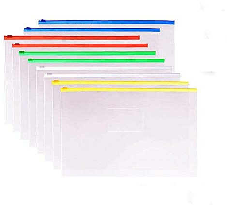 Supertool - Sacchetti trasparenti in plastica trasparente, 20 pezzi, formato A5, con cerniera bianca