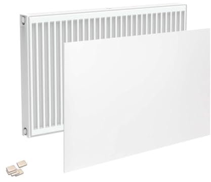 Planheizkörper mit Planfront glatt - Mittelanschluss - Kompakt- & Ventilheizkörper - Typ 33 - inkl. Halter & Ventil - 600 x 1000 mm (Höhe x Breite) - RAL 9016 reinweiß