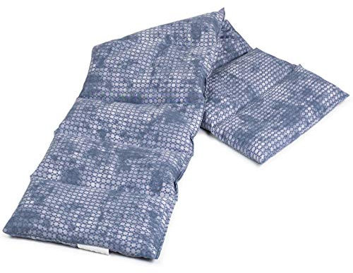 Rapssamenkissen 75x20cm groß 8-Kammer. used-look grau-blau. Wärmekissen, Körnerkissen für Mikrowelle und Backofen