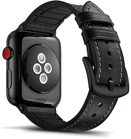 Tasikar per Cinturino Apple Watch 41mm 40mm 38mm Design in Pelle e Silicone Compatibile con Apple Watch SE Serie 9 8 7 6 5 4 3 2 (Nero)