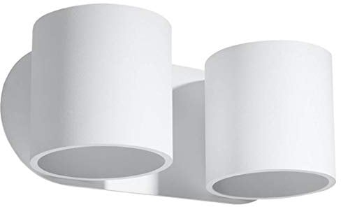 SOLLUX lighting Orbis Downlight Wandleuchte | Modernes Design mit zylindrischen Formen | Aus Aluminium mit 2 austauschbaren G9-Glühbirnen | Weiß, 26 x 12 x 10 cm