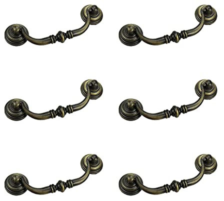 Quluxe Schubladengriffe, 11,4 cm, Shabby-Chic-Stil, Antik-Bronze, für Küchenschränke, 6 Stück