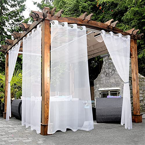 Bonzer, transparente Outdoor-Vorhänge für die Terrasse, wasserdicht – 2 Vorhangpaneele mit Ösen für Wohnzimmer, Schlafzimmer, Veranda, Pergola oder Cabana, 137 x 274 cm, weiß
