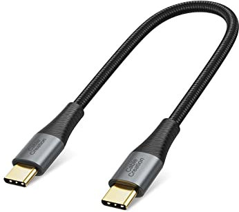 CableCreation Cable corto USB C a USB C de 25 cm, cable de carga rápida USB tipo C, doble trenzado exterior compatible con Z Fold 4/3, Z Flip 4/3, Galaxy S22 Ultra S22 S21 S20, MacBook, iPad Mini/Pro