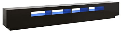 vidaXL Mobile Porta TV con Luci LED Nero 300x35x40 cm