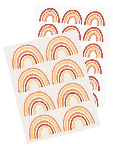 Y004 Regenbogen Wandtattoo Wandsticker Aufkleber für Kinderzimmer Babyzimmer (07 Rosa/Gelb)