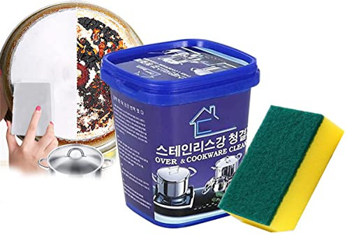 Powerful Kitchen Cleaning Cream, Powerful Stainless Steel Cookware Cleaning Paste, Oven & Cookware Cleaner, Multi-Purpose Cleaner & Polish Removes for Removing Rust (500g)