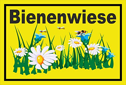 Melis-Folienwerkstatt Schild Bienen-Wiese Bienen-weide 30x20cm - Bohrlöcher - 3mm Aluverbund – 20 VAR S00359-236-C