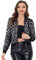 Allegra K Damen Bomberjacke Langarm Glitzer Reißverschluss Pailletten Jacke, silber, rosa, 36