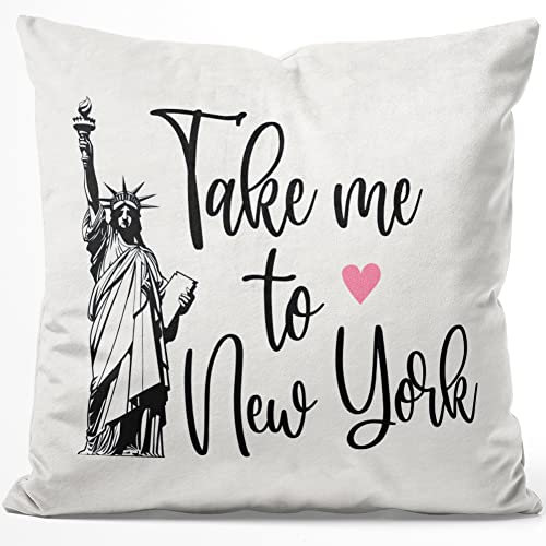 JUNIWORDS Kissen, Take me to New York, 40 x 40 cm, Flauschig Samtweich Weich (1007214)
