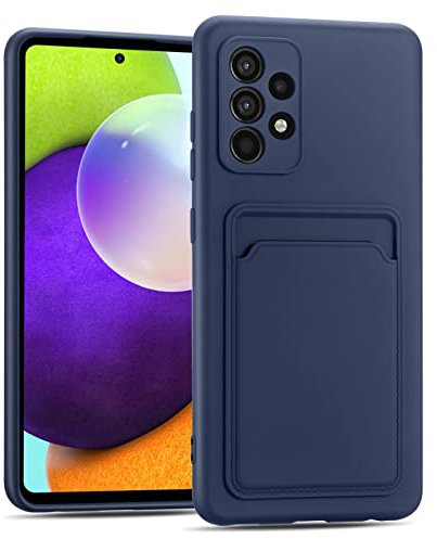 Verco Handyhülle für Samsung Galaxy A23 5G Case Silikon, Handy Cover mit Kartenfach Dünne Schutzhülle für Samsung A23 5G Hülle - Blau