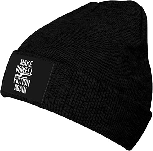 DJNGN Make Orwell Fiction Again Knit Beanie Winter Warm Soft Unisex Strickmütze Schwarz