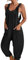 BRONG Salopette da Donna Tuta con Tasca Casual Sciolti Estate Pagliaccetto Senza Maniche con Le Spalline Salopette Regolabile Pantaloni con Pettorina Nero XXL
