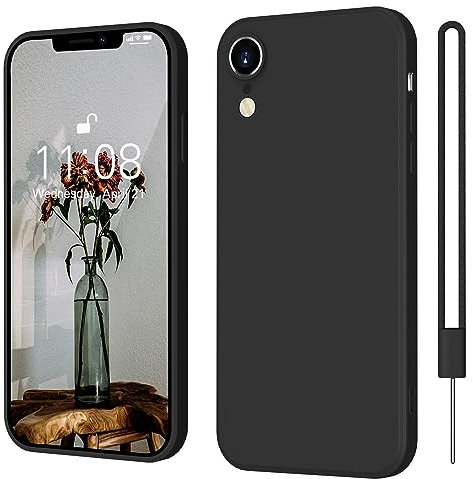 ElestBela iPhone XR Hülle Silikon Case Ultra Dünn Slim mit Microfiber, Kratzfeste Rundumschutz Case Schutzhülle Schwarz