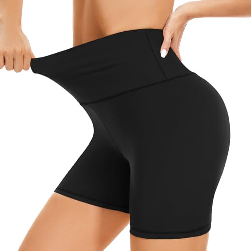 BLONGW Cycling Shorts Women High Waisted Tummy Control Running Gym Shorts