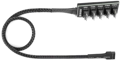 upHere Gaming Cable Divisor PWM de 5 Vías y 4 Pines, Fan Splitter y Hub para PC, Cable de Extensión 12V de 4/3 Pines para Ventilador 120mm