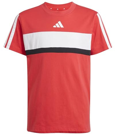 adidas Unisex Kinder Seasonal Essentials Tiberio 3 Stripes Shirt, Pure Ruby/White, 15-16 Years