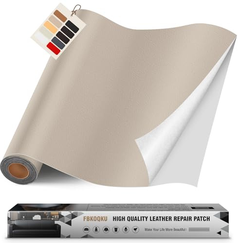 Leder kunstleder selbstklebend, 40 x 200cm leder reparatur set für Möbel, Sofa, Autositze, Taschen, Leder Reparatur und Renovierung(Elfenbeingrau)