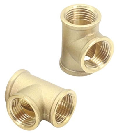 YRAKOZIN [2 Stück] Messing T-Stück 90°- 1/2 IG, Innengewinde Ø19mm, Trinkwasser Geeignet, Sanitär-Anschlussstücke, Zubehör für Wasserschlauch