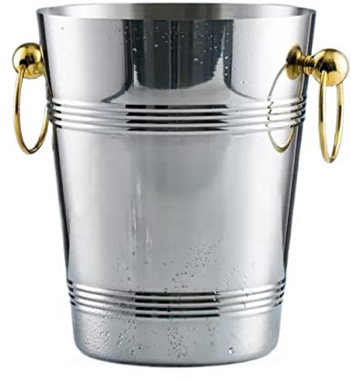 HYKJCSS Cubitera Champanera Cubo De Hielo De Acero Inoxidable, Cubo Enfriador De Vino Grueso, Cubo De Champán Creativo para Bar Cubiteras para Botellas(Color:A,Size:19 * 23cm)