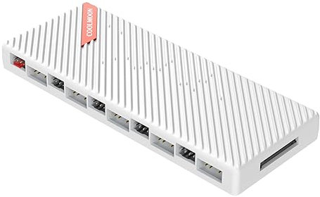 YAODHAOD 20-Port ARGB PWM HUB, RGB Controller 12V 5V 2-in-1 Integrated Fan Hub, Digital Control of Lighting and Fan Speed (White)
