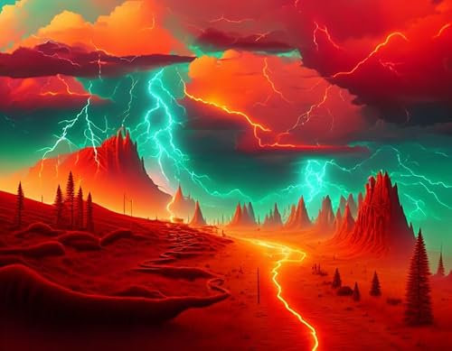 ZHAOSHAN Leinwandbilder, Poster, 58 x 90 cm, ohne Rahmen, Ride the Lightning Down the Road Less