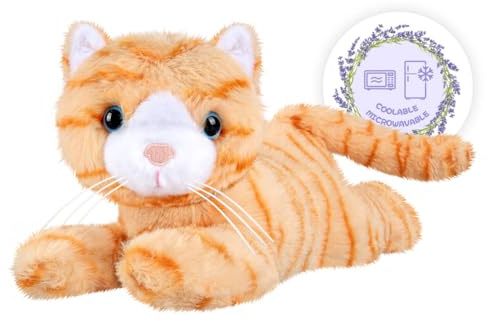 SuzziPals Heatable & Coolable Orange Cat Stuffed Animals, Cute Microwavable Heating Pad Plushies for Soothing & Relaxation, Stuffed Cat Plush Toys, Orange Cats Plushie Toys Gifts
