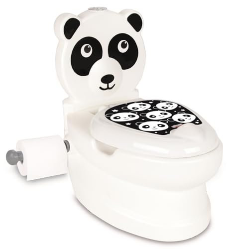 Lemodo Kindertöpfchen Töpfchen Kinder ab 18 Monate Kindertoilette Babytopf mit Spülgeräusch herausnehmbarer Innenbehälter rutschhemmender Boden Toilettenpapierhalter Töpfchentraining Motiv Panda