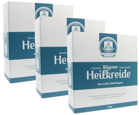 Merasan Original Rügener Dreikronen Heilkreide Pulver 3x2 kg – Basische Schlämmkreide Kreidepulver für die Pflege – Vegan