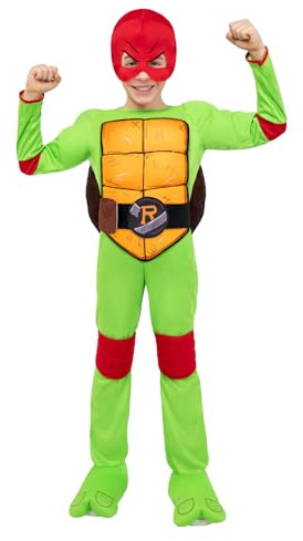 Funidelia Offizielles Raphael Teenage Mutant Ninja Turtles Kostüm für Jungen und Mädchen mit Overall, Panzer und Maske, Ninja Anzug Kinder, Karneval, Halloween und Partys – Größe 7-9 Jahre