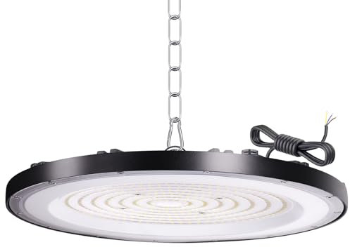 300W UFO LED Lámpara de Alta Bahía, 6500K BlancaFría LED UFO High Bay Lumière,30000LM IP65 Impermeable Campana LED Industrial lampara techo para Fábricas, Aeropuerto, Patio, Garaje,Taller (300W)