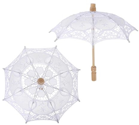 TYNXK Parapluie Lace Parasol Wedding Mini Parapluie de mariée, Accessoire décoratif, Garniture en Dentelle de Coton, Parasol de mariée, 2 pièces Parapluie en Dentelle