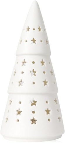 yeerockal Albero di Natale in Ceramica Bianca con Illuminazione a LED (batterie LR44 incluse)