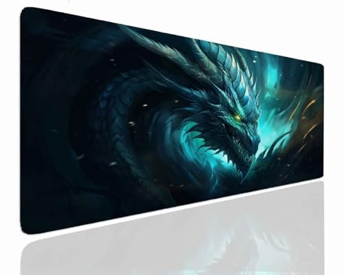 Mauspad Gaming Groß 600x300x4mm Dragon XXL Mousepad Groß Wassxerdicht Tischunterlage Speed Gaming Maus Tastatur Matte PC Laptop rutschfeste Gummibasis Mouse Mat für Office Home Gamer J-315