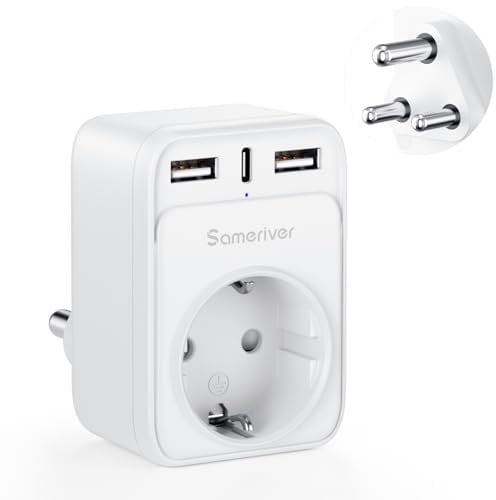 Adaptador de Viaje Sudáfrica Adaptador Alemania Enchufe de Viaje Sudáfrica con 2 enchufes USB 1USB C (3A) Adaptador Tipo M para Sudáfrica Swazilandia Lesotho Bután Namibia Botswana