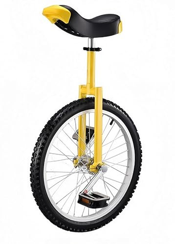 20 Zoll Einrad Balance Heimtrainer Zirkusfahrrad Verstellbarer Sitz 150kg Tragkraft (Gelb)