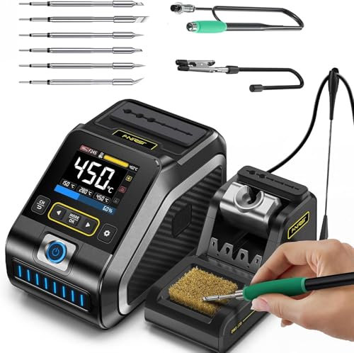 DEWIN Stazion Saldant,200W Stazione Saldante Stazione Saldatura Stagno Stazione Saldante Professionale Regalabile Temperatura 100°C-450°C con spegnimento Automatico e calibrazione
