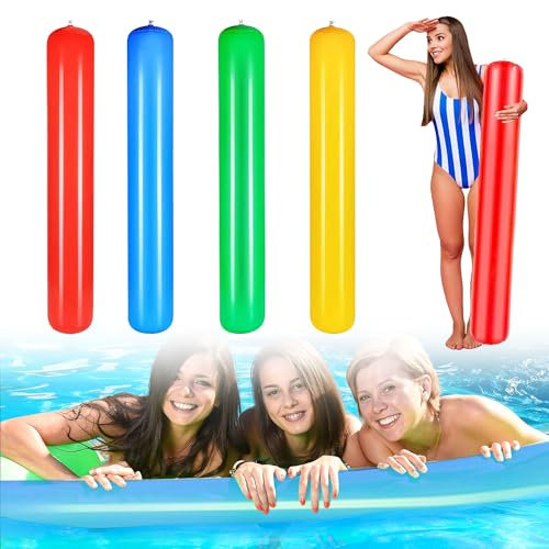 4 Stück Schwimmnudel Poolnudel, 150cm Aufblasbarer Schwimmnudel, Super Langer Schwimmnudel Poolnudel,Schwimmnudel Erwachsene, Schwimmnudel für Kinder,Zum Baden, Schwimmtraining, Wassersport