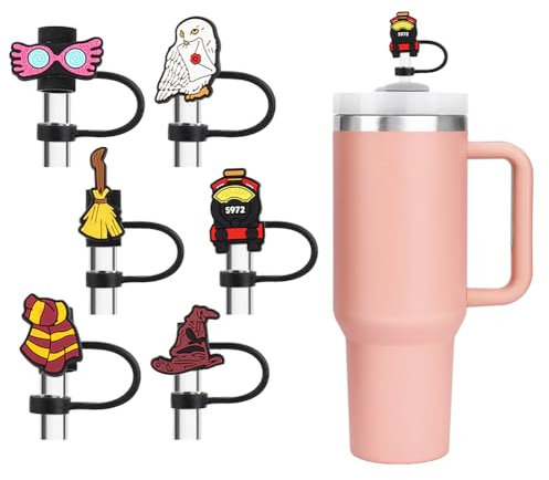 FIDWALL 6Pcs Magic Wizard Straw Covers, Compatible with Stanley Cup 40oz/30oz, 10mm Reusable Straw Toppers, Dust-Proof Drinking Straw Caps, Fun Cup Accessories for Fans & Collectors