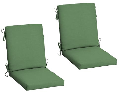 Arden 2-Pack Outdoor Patio Dining Chair Cushion, 20x44, Rain-Proof Seat Pad, Fade-Resistant Outdoor Cushion Bright Moss Green Leala
