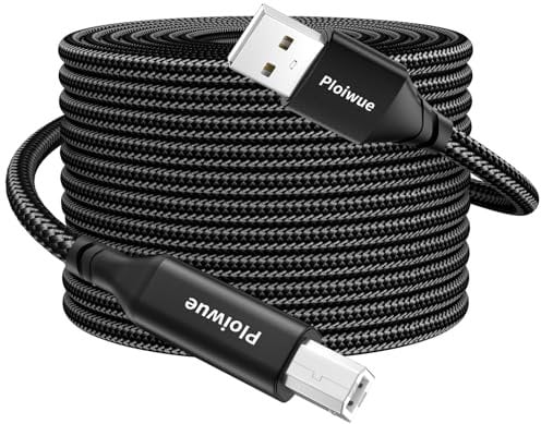 5M Printer Cable USB 2.0 Type A Male to Type B Male Scanner Nylon Braided USB Ultra High Speed Printer Cable Suitable for HP Dell Canon Lexmark Xerox Brothers Samsung Epson etc