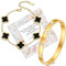 2 Stück Schwarze Kleeblatt Armband Gold Damen 18 CM aus 18K Vergoldet Vierblättriges, Zirkonia Armreif Gold Armbänder Damen Schmuck Geschenk für Frauen
