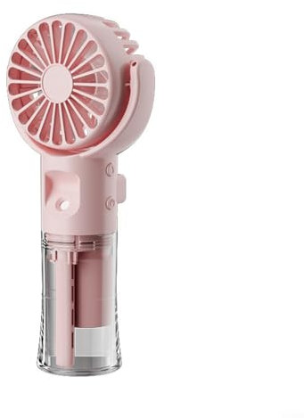 Lastdaytime Mini ventilador portátil de mano de niebla de agua recargable Ventilador de refrigeración de escritorio con tanque de agua transparente 4 ajustes de velocidad para estudiantes (rosa)