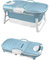 Vasca da bagno pieghevole, XXL, 118 x 60 x 53 cm, ideale per bagno, doccia e balcone, con copertura e rulli per massaggi, cestino per sapone, vasca da bagno portatile in plastica spessa - blu