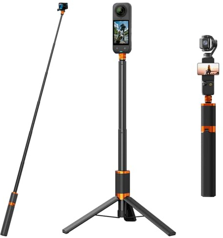 Vimose 48 Invisible Selfie Stick Tripod for Insta360 X4/GO 3/X3/ONE | ONE X/GO 2/ONE R/ONE - Extension Pole Selfie Stick Handle Grip Adjustable Waterproof for Action Camera