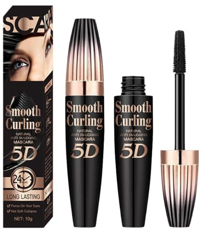 2PC 5D Wimperntusche Wasserfest, Langlebige Volumizing Curling Verlängerung Mascara, Stereoscopic Fibrous Eye Black Mascara, Dick und Kraus, Bleibt Haften und Verschmiert Nicht