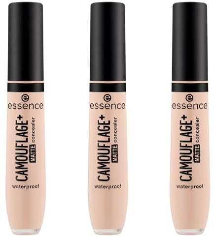 essence CAMOUFLAGE+ MATTE concealer, Nr. 20, Nude, langanhaltend, mattierend, abdeckend, matt, vegan, ölfrei, ohne Parabene, ohne Mikroplastikpartikel, 3er Pack (3x8ml)